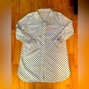 Victoria’s Secret White Black Polka Dot Long Sleeve Button Up Sleep Shirt Medium